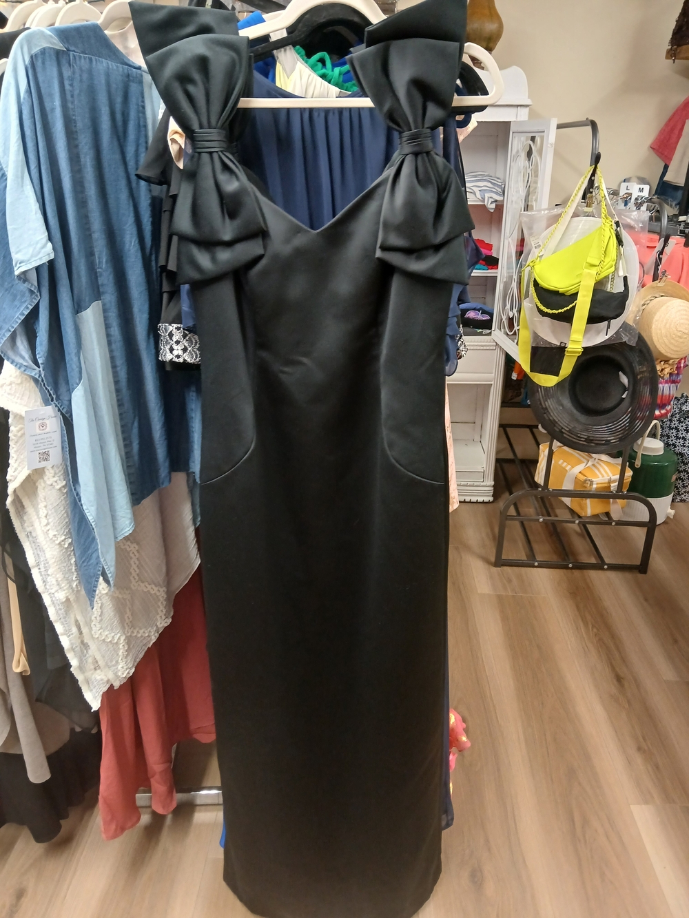 Black Maxi Dress with Statement Bow Straps